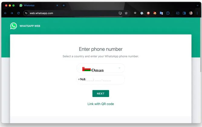 WhatsApp Web sign-in page,